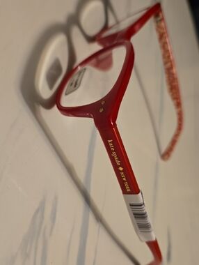 kate spade glossy red rectangular eyeglass frames